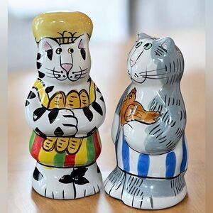 Catzilla by Candace Reiter Chef & Waiter Cats Salt & Pepper Shakers